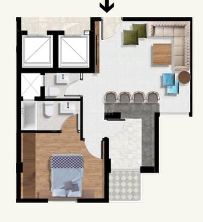 شقة 1 غرفة نوم للبيع في العذيبة، مسقط - شقة بغرفة نوم واحدة للبيع في العذيبة، مسقط