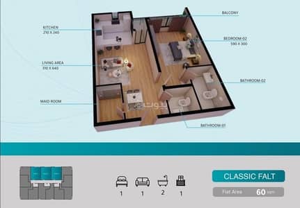 فلیٹ 1 غرفة نوم للبيع في العذيبة، مسقط - شقة مكونة من غرفة نوم واحدة للبيع في عزيبة، مسقط