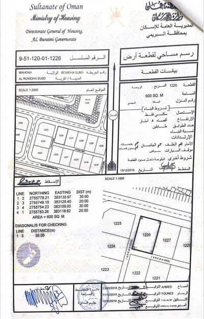 ارض سكنية  للبيع في محضة، البريمي - أرض سكنية للبيع في ملّة بورة، البريمي