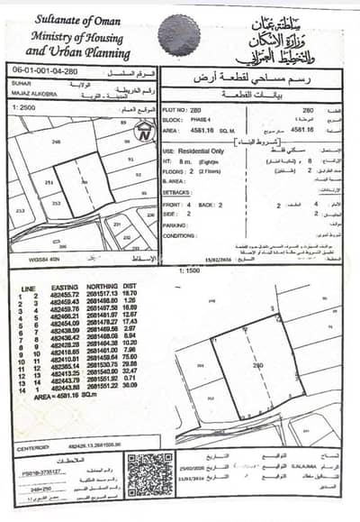 ارض سكنية  للبيع في صحار، الباطنة - أرض سكنية للبيع في صحار، الباطنة
