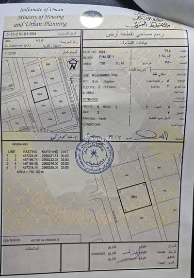 ارض سكنية  للبيع في عبري، الظاهرة - أرض سكنية للبيع في عبري، الظاهرة