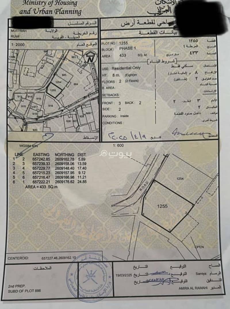 أرض سكنية للبيع في روي، مسقط أرض سكنية للبيع في روي، مسقط