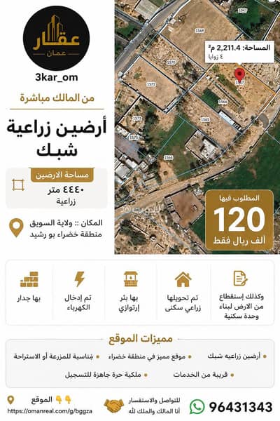 ارض سكنية  للبيع في السويق، الباطنة - أرض سكنية للبيع في السويق، الباطنة