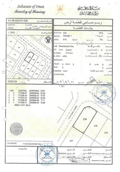 Residential Land for Sale in Qurayyat, Muscat - Residential Land For Sale in Qurayyat, Muscat