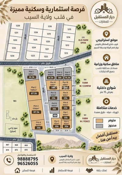 ارض سكنية  للبيع في السيب، مسقط - أرض سكنية للبيع في السيب، مسقط