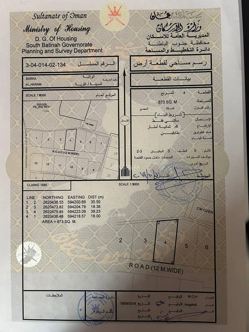 أرض سكنية للبيع في بركة، الباطنة