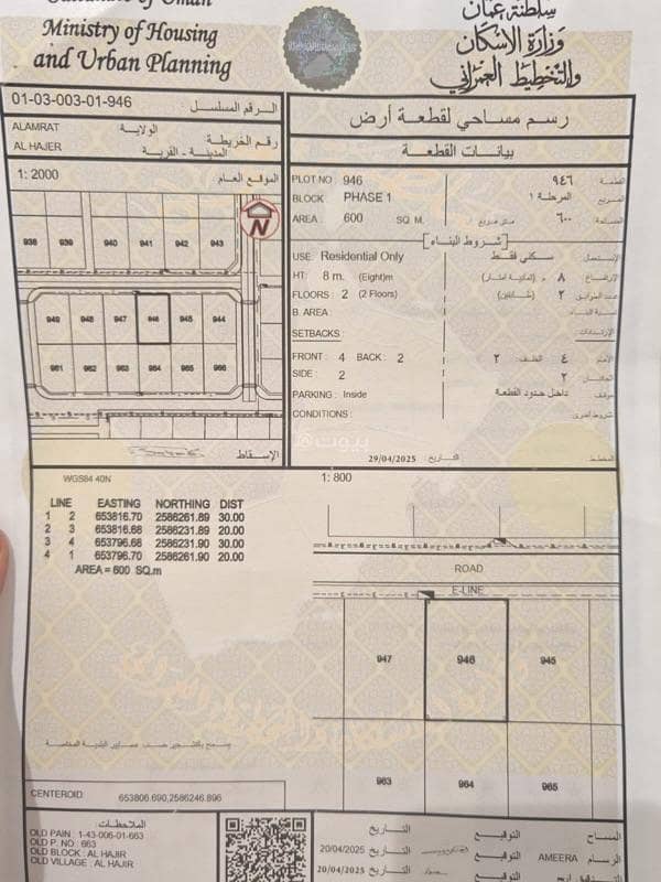 أرض سكنية للبيع في العمارات، مسقط أرض سكنية للبيع في العمارات، مسقط
