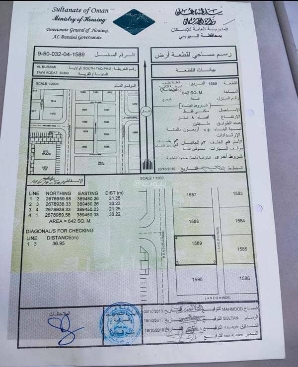 أرض سكنية للبيع في البريمي