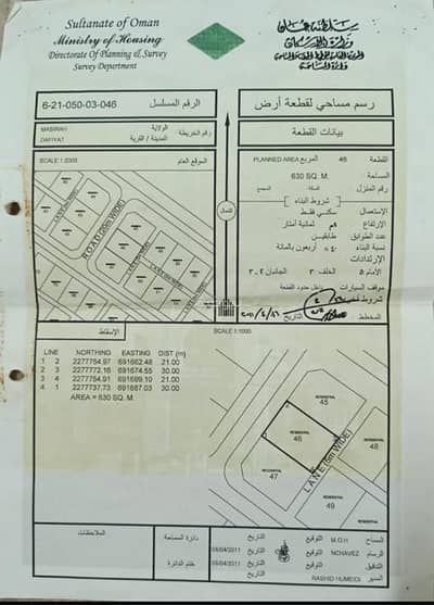 ارض سكنية  للبيع في مصيرة، الشرقية - أرض سكنية للبيع في مسيرة، الشرقية