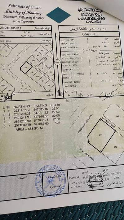 ارض سكنية  للبيع في نزوى، الداخلية - أرض سكنية للبيع في نزوى، الداخلية