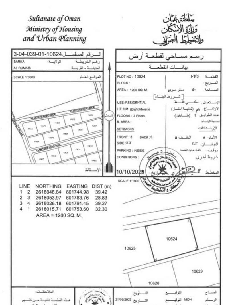 أرض سكنية للبيع في بركة، الباطنة