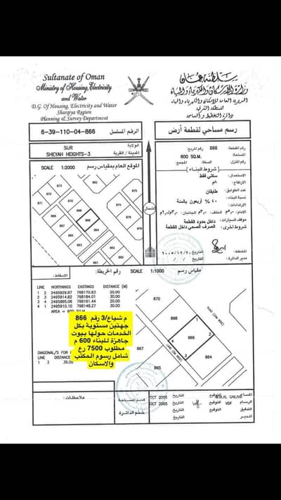 ارض سكنية  للبيع في صور، الشرقية - أرض سكنية للبيع في صور، الشرقية