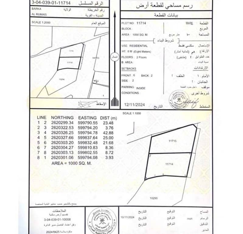 أرض سكنية للبيع في بركاء، الباطنة