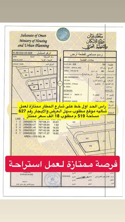 ارض سكنية  للبيع في صور، الشرقية - أرض سكنية للبيع في صور، الشرقية