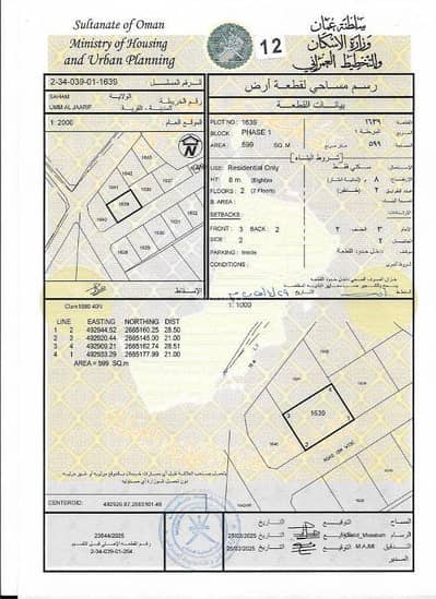ارض سكنية  للبيع في صحم، الباطنة - أرض سكنية للبيع في صحم، الباطنة