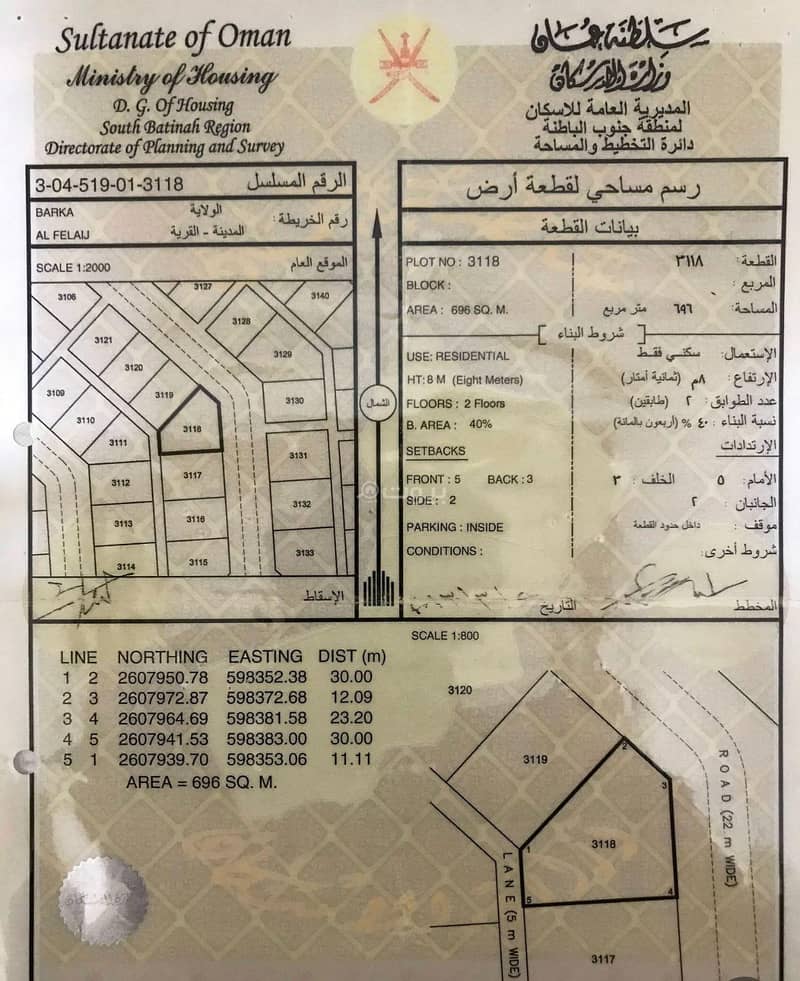 أرض سكنية للبيع في باركا، الباطنة أرض سكنية للبيع في باركا، الباطنة