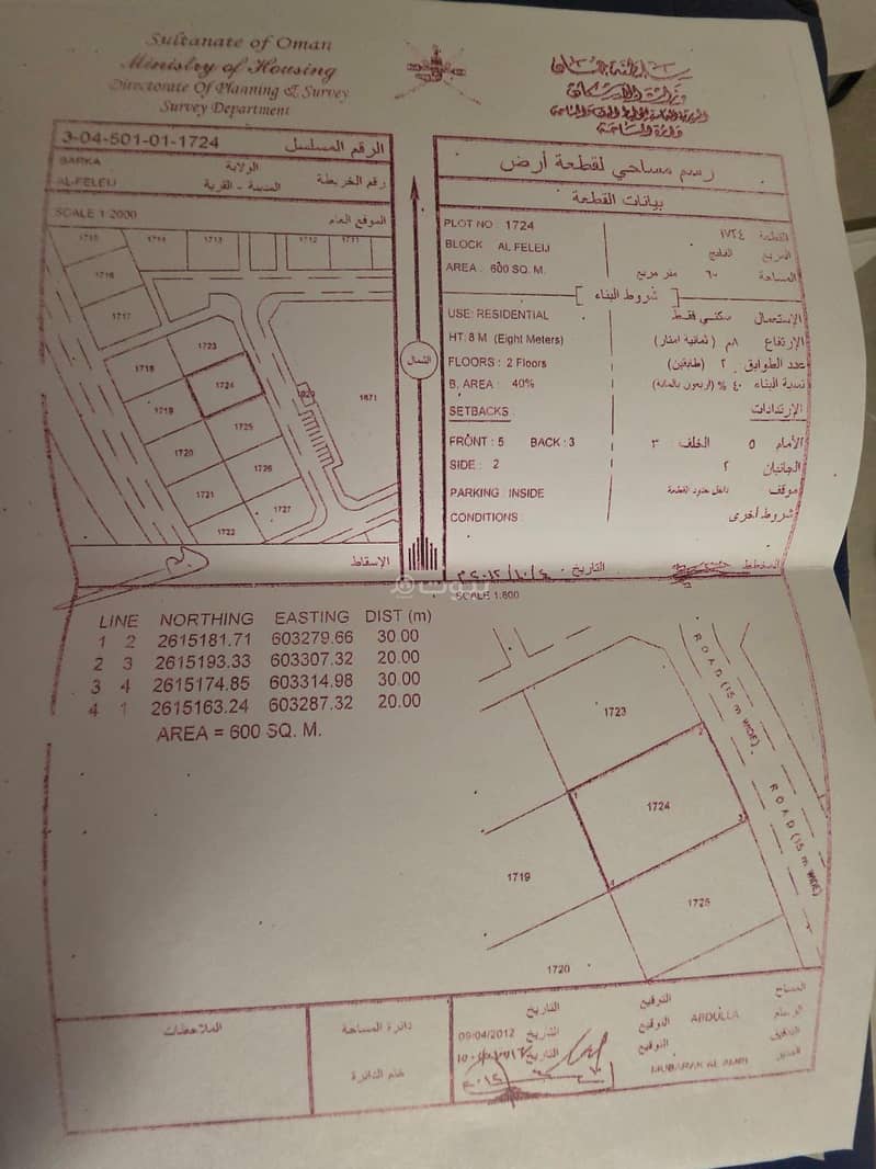 أرض سكنية للبيع في بركة، الباطنة