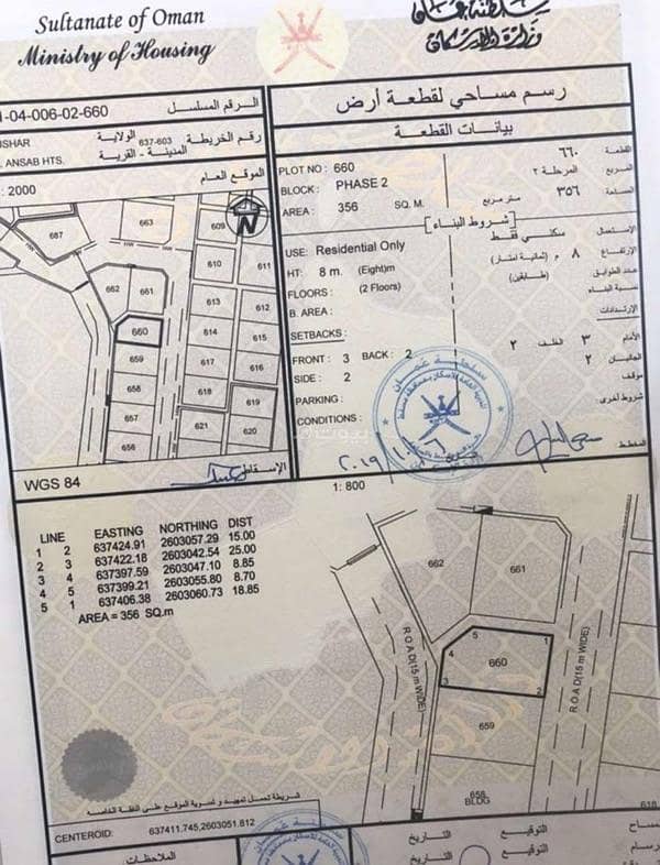 أرض سكنية للبيع في أنساب، مسقط أرض سكنية للبيع في أنساب، مسقط
