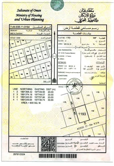ارض سكنية  للبيع في صلالة، ظفار - أرض سكنية للبيع في صلالة، ظفار