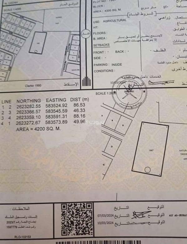 أرض سكنية للبيع في بركة، الباطنة