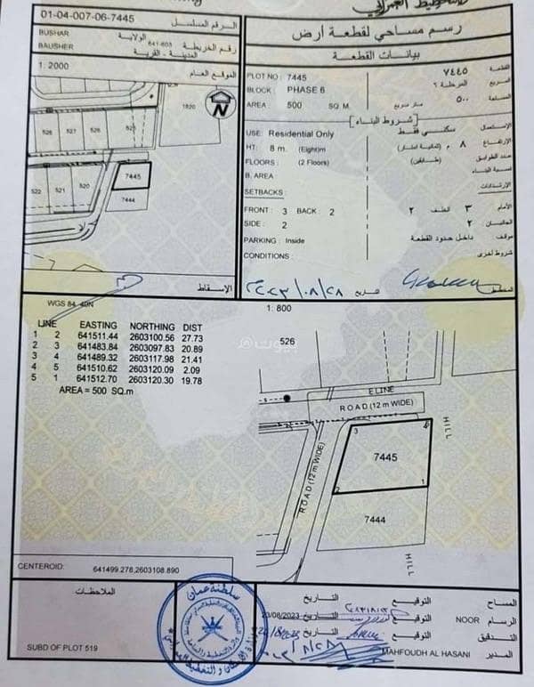 أرض سكنية للبيع في بوشر، مسقط أرض سكنية للبيع في بوشر، مسقط