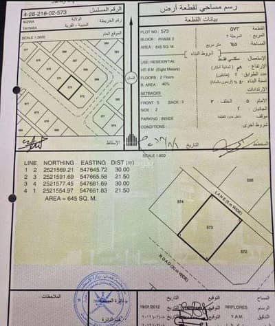 ارض سكنية  للبيع في نزوى، الداخلية - أرض سكنية للبيع في نزو, الداخلية