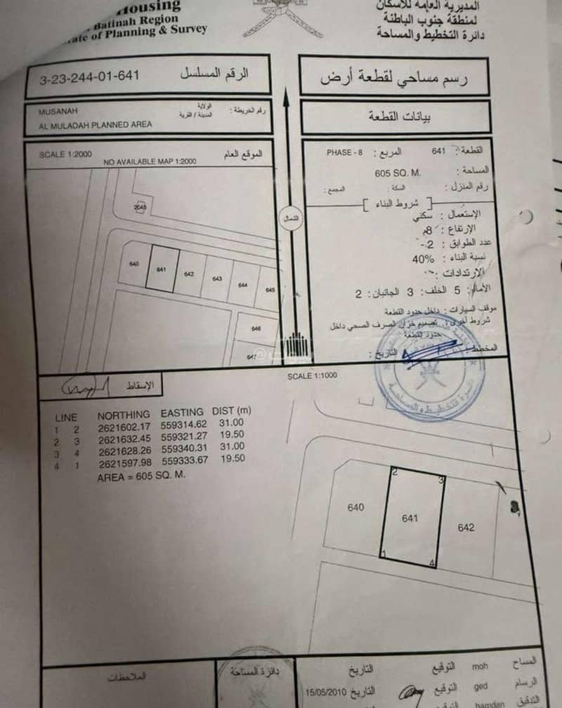 أرض سكنية للبيع في المصنعة، الباطنة