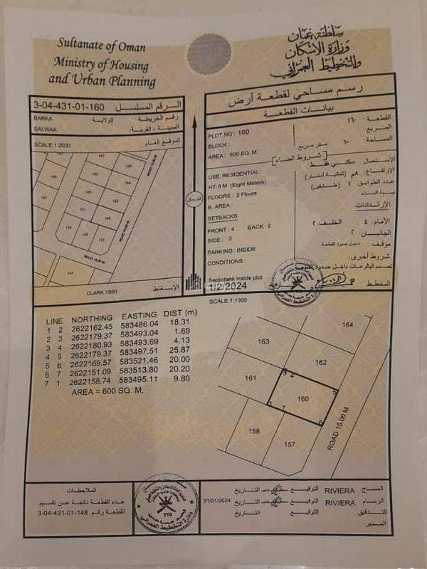 أرض سكنية للبيع في بركاء، الباطنة