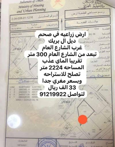 ارض سكنية  للبيع في صحم، الباطنة - أرض سكنية للبيع في صحم، الباطنة