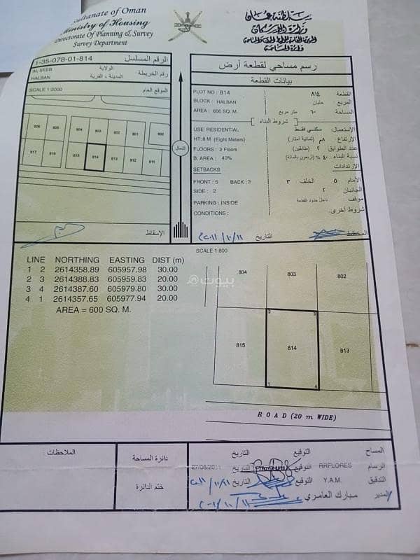 أرض سكنية للبيع في بركة، الباطنة
