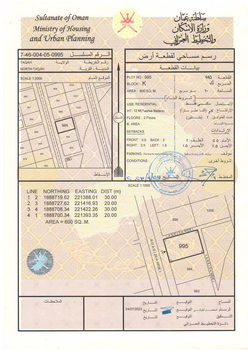 قطعة أرض سكنية للبيع في طاقة، ظفار