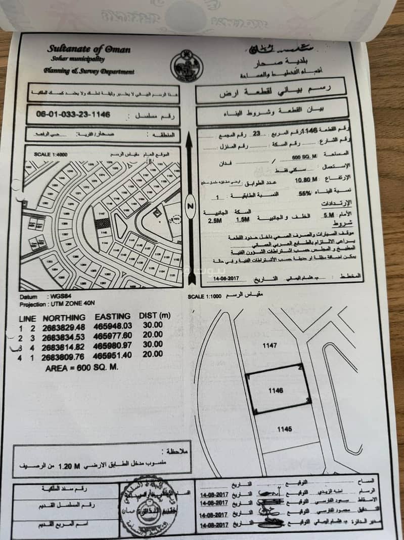 أرض سكنية للبيع في صحار، الباطنة