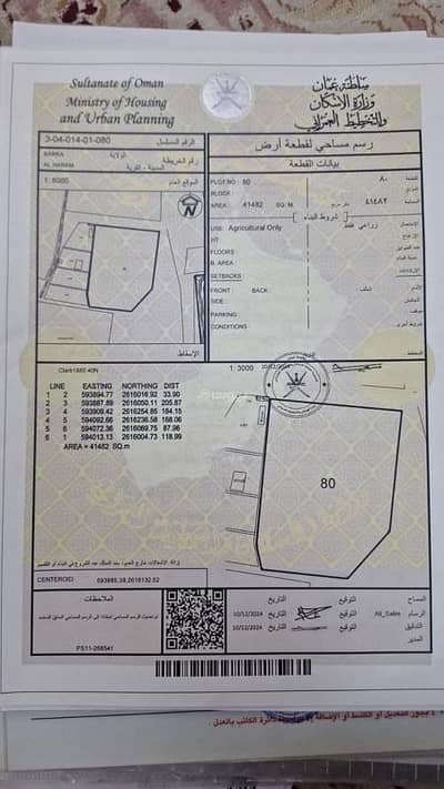 ارض سكنية  للبيع في بركاء، الباطنة - أرض سكنية للبيع في بركة، الباطنة
