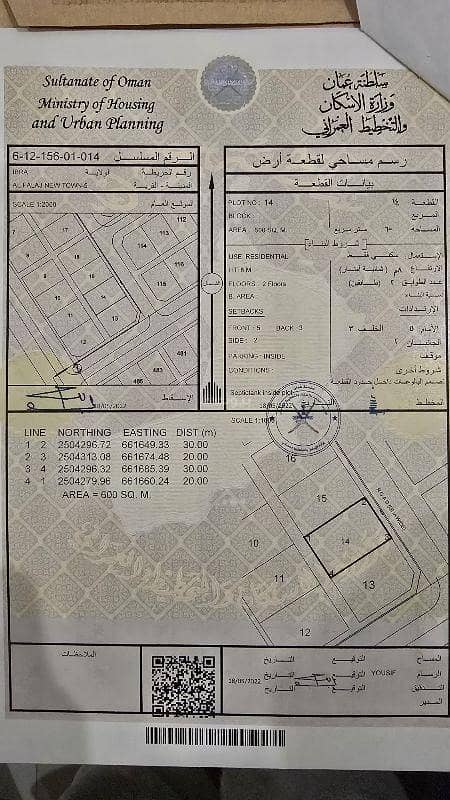 أرض سكنية للبيع في إبراء، الشرقية