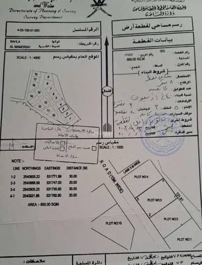 ارض سكنية  للبيع في بهلاء، الداخلية - أرض سكنية للبيع في بهلاء، الداخلية