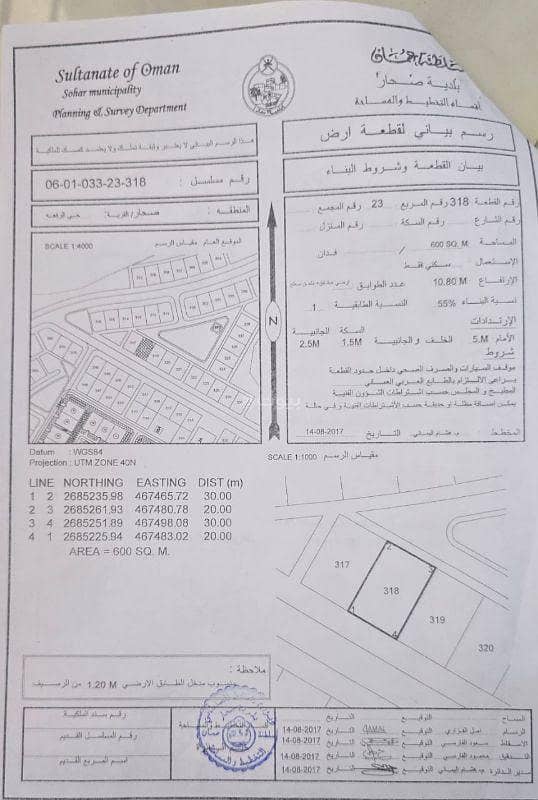 أرض سكنية للبيع في صحار، الباطنة
