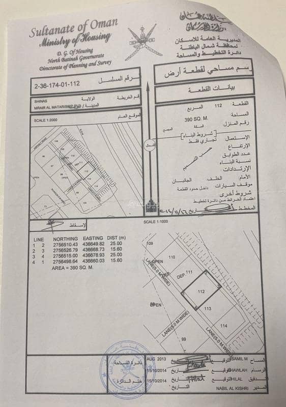 أرض سكنية للبيع في شناص، الباطنة
