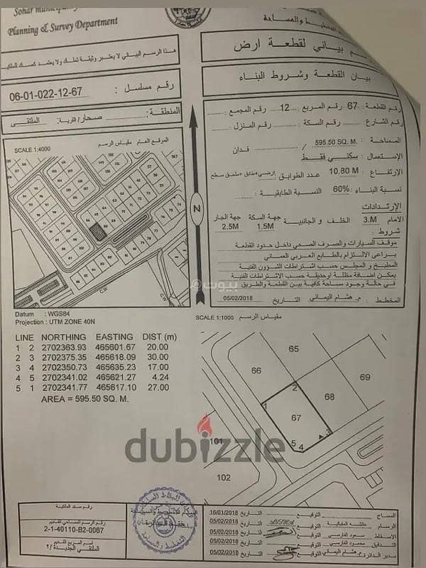 أرض سكنية للبيع في صحار، الباطنة