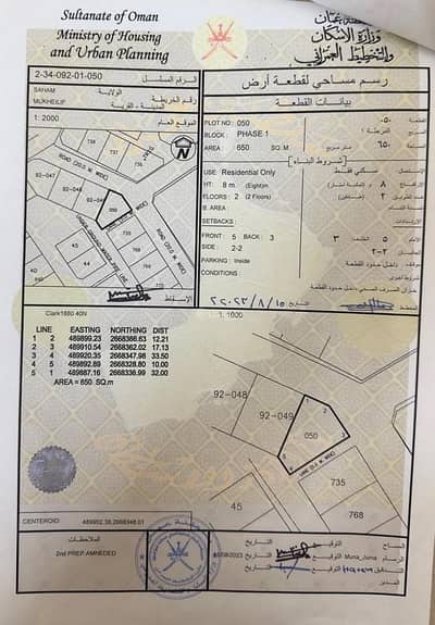ارض سكنية  للبيع في صحم، الباطنة - أرض سكنية للبيع في صحار، الباطنة