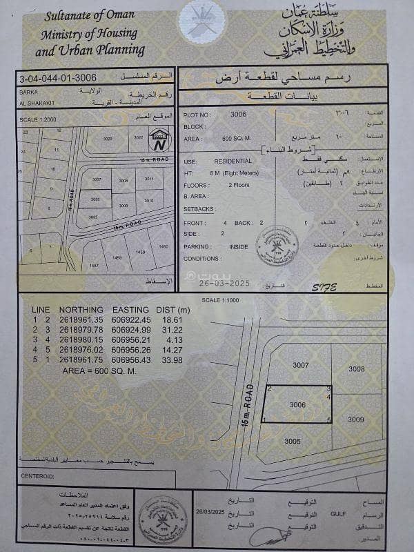 أرض سكنية للبيع في بركة، الباطنة