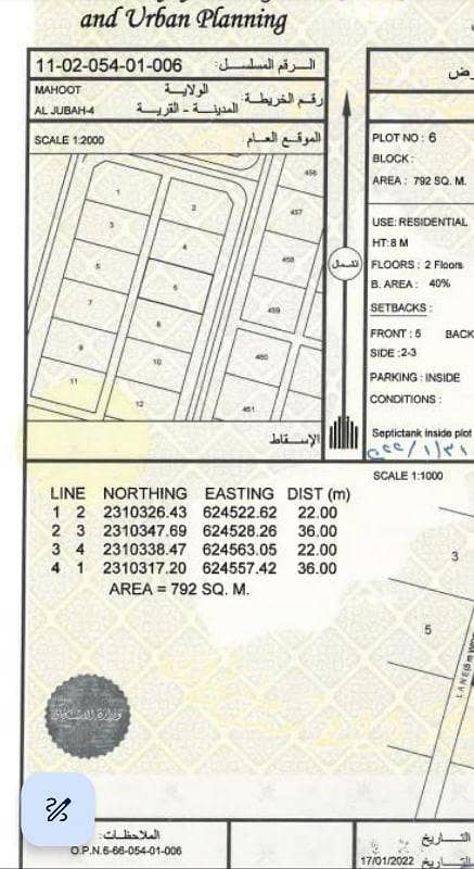 أرض سكنية للبيع في محوت، الوسطى أرض سكنية للبيع في محوت، الوسطى