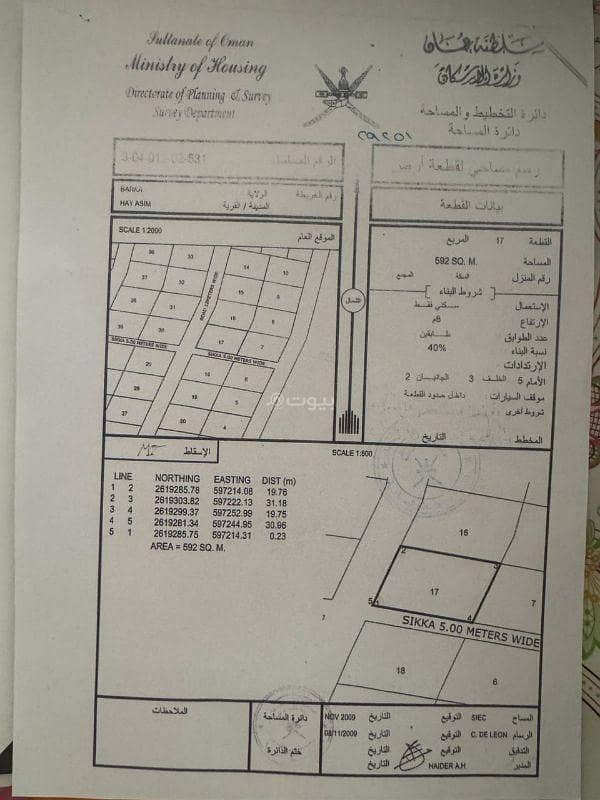 أرض سكنية للبيع في بركة، الباطنة