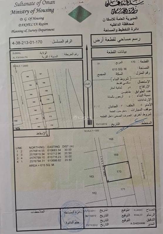 أرض سكنية للبيع في سُمَيْل، محافظة الداخلية