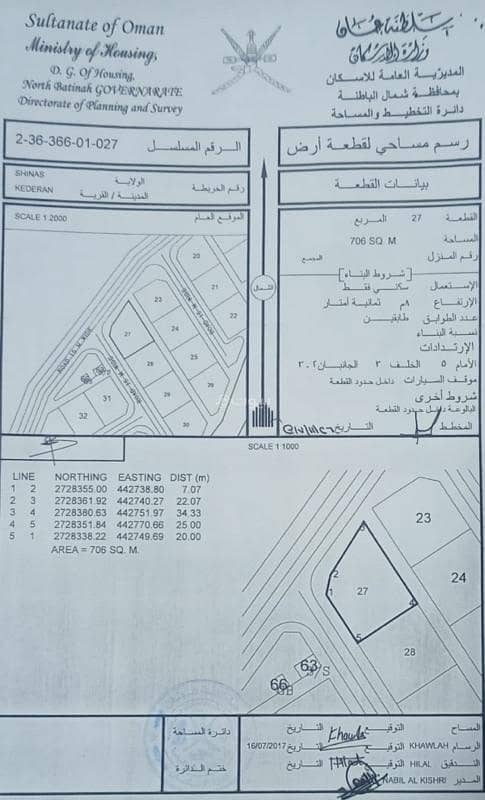 أرض سكنية للبيع في شناص، الباطنة