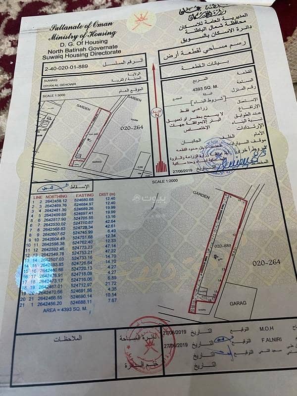 أرض سكنية للبيع في السويق، الباطنة أرض سكنية للبيع في السويق، الباطنة