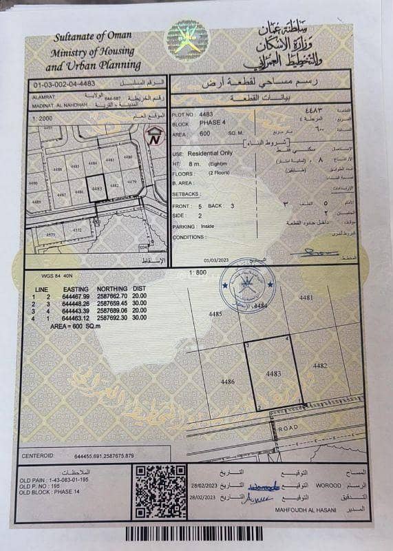 أرض سكنية للبيع في الاملات، مسقط أرض سكنية للبيع في الاملات، مسقط