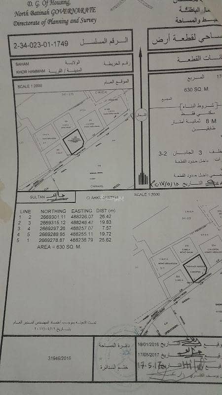 أرض سكنية للبيع في صحم، الباطنة