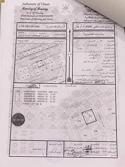 ارض سكنية  للبيع في صحم، الباطنة - أرض سكنية للبيع في صحم، الباطنة