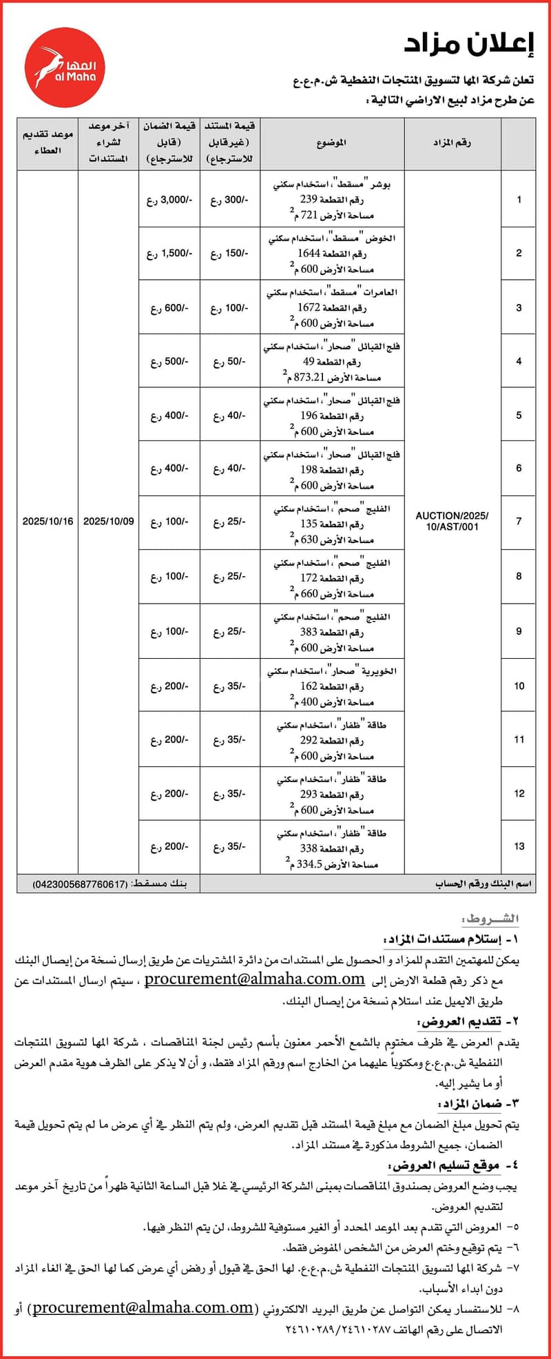 أرض سكنية للبيع في بسيه، مسقط أرض سكنية للبيع في بسيه، مسقط