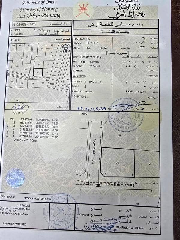 أرض سكنية للبيع في السيب، مسقط أرض سكنية للبيع في السيب، مسقط